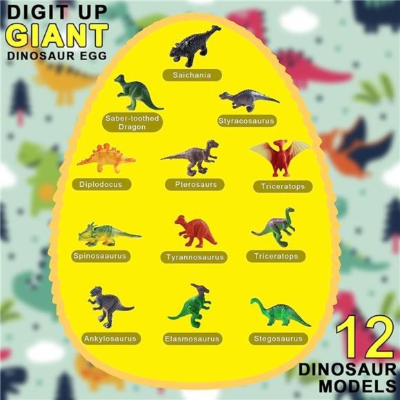 Dinosaur Egg-Jumbo Dino Egg Dig Kit - Dinosaur Toys -12 Unique Surprise Dinosaur - Picture 2 of 6
